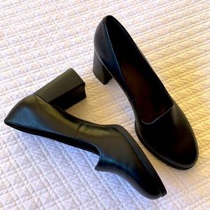 Camper Black Leather Block Heel Shoe